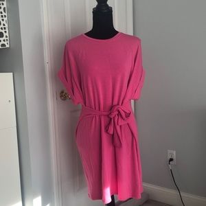 Pink Tie Front TShirt Dress